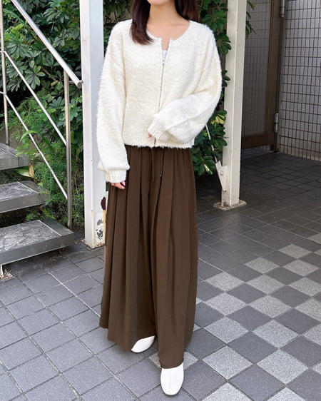 INGNI(イング) 厚地ジョーゼットイージースカンツ ブラウン