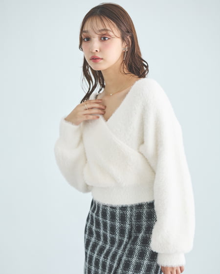INGNI(イング) フェザーカシュクールニット ｱｲﾎﾞﾘｰ