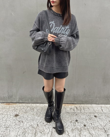 INGNI（イング） ウォッシュロゴニット ｸﾞﾚｰ