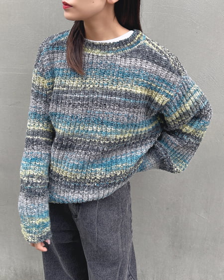 INGNI(イング) 畦グラデーションシャギーニット ﾌﾞﾙｰ