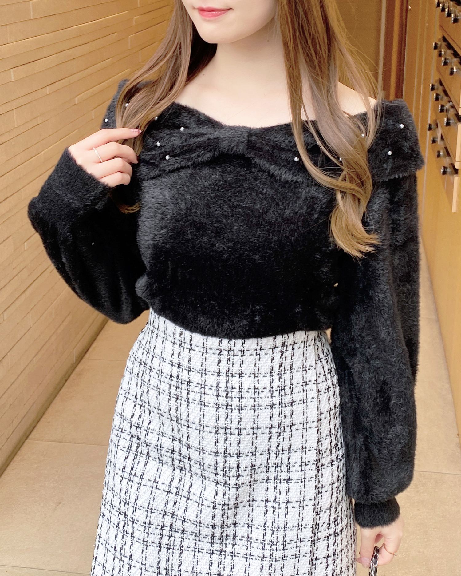 パール付フロントリボンフェザーニット|INGNI(イング) 公式通販 パール付フロントリボンフェザーニット|INGNI(イング) 公式通販