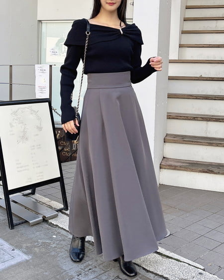 INGNI（イング） リブオフショルリボンパールパーツニット ｸﾛ