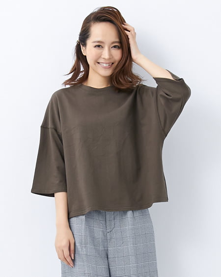 INGNI(イング) 裏毛クルーネック袖広プルオーバー ｶｰｷ