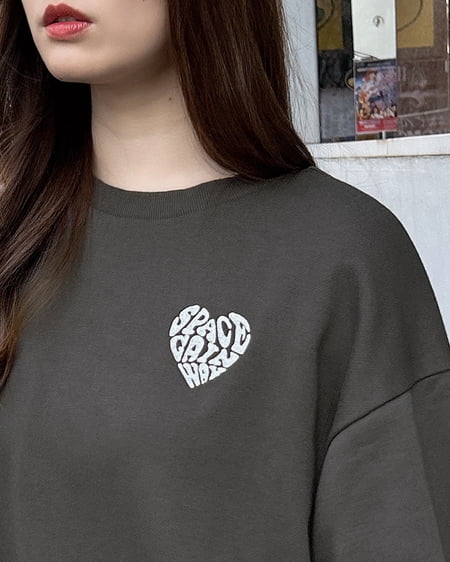 INGNI(イング) Back貼付ハートスウェットチュニック チャコールグレー