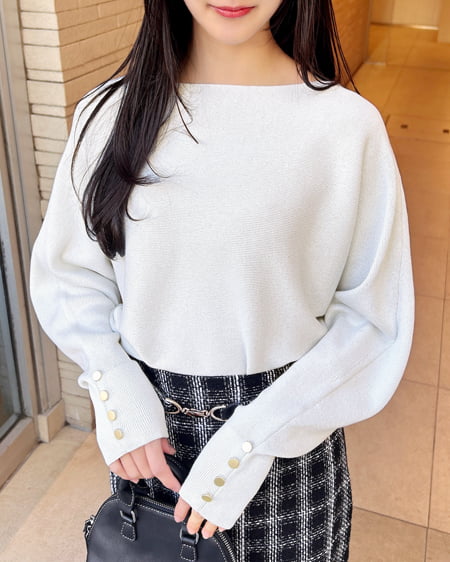 INGNI（イング） 袖ボタンラメドルマンニット ｱｲﾎﾞﾘｰ