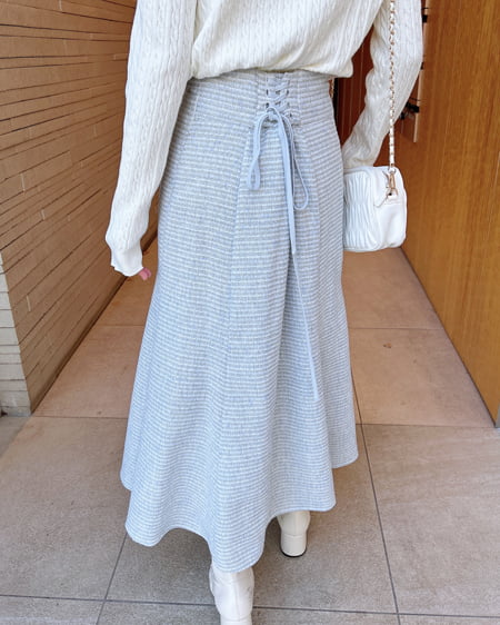 INGNI(イング) バックレースアップツイードマーメイドスカート/B サックス/ツイード