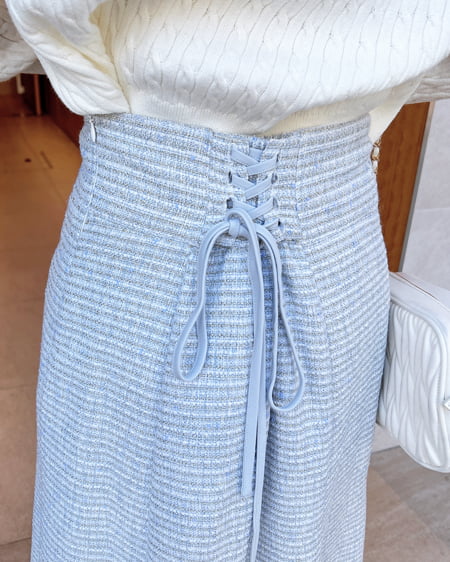 INGNI(イング) バックレースアップツイードマーメイドスカート/B サックス/ツイード