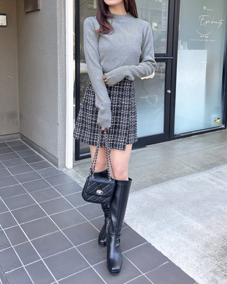 INGNI（イング） ハイネックビジュー付ニット ｸﾞﾚｰ
