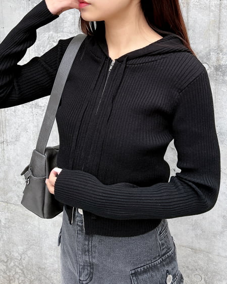 INGNI(イング) プレーディングジップニットパーカー クロ