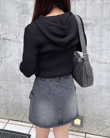 INGNI(イング) プレーディングジップニットパーカー クロ