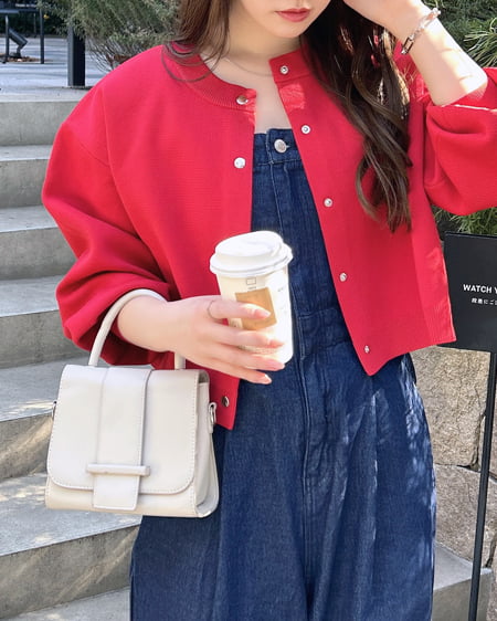 INGNI(イング) ショート丈スポンディッシュニットカーディガン アカ