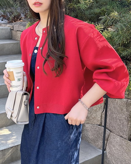 INGNI(イング) ショート丈スポンディッシュニットカーディガン アカ