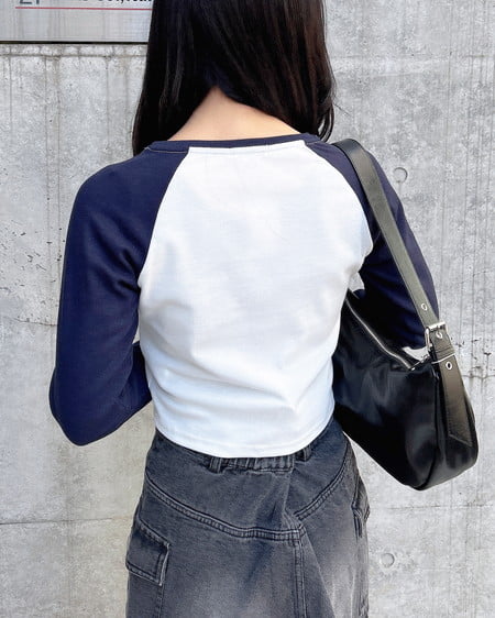 INGNI（イング） GIRLテレコ／ラグラン長袖チビTシャツ ｵﾌﾎﾜｲﾄ/ｺﾝ