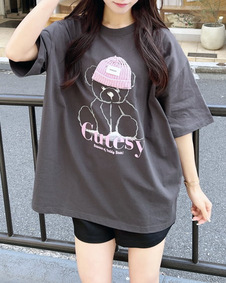 INGNI（イング） BearモチーフTシャツ ｽﾐｸﾛ