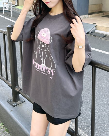 INGNI（イング） BearモチーフTシャツ ｽﾐｸﾛ