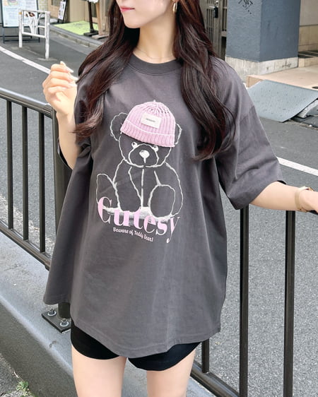 INGNI（イング） BearモチーフTシャツ ｽﾐｸﾛ