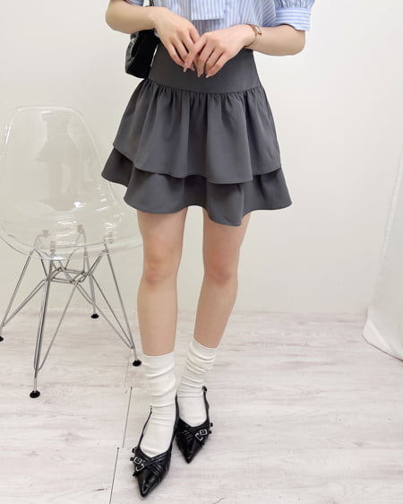 INGNI（イング） タックフレアミニスカパン ｸﾞﾚｰ