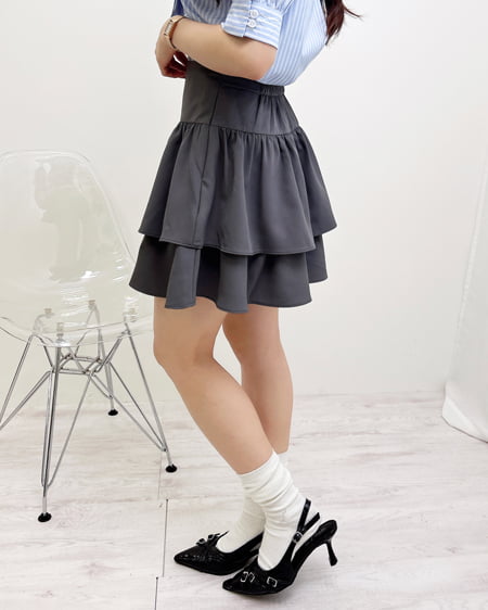 INGNI（イング） タックフレアミニスカパン ｸﾞﾚｰ