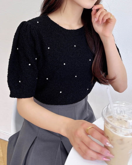 INGNI（イング） ビジュー付ブークレニット ｸﾛ