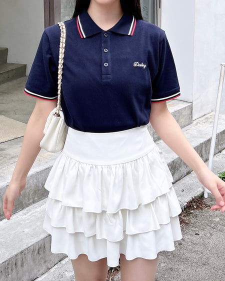 INGNI（イング） 胸ロゴクロップドポロシャツ ｺﾝ