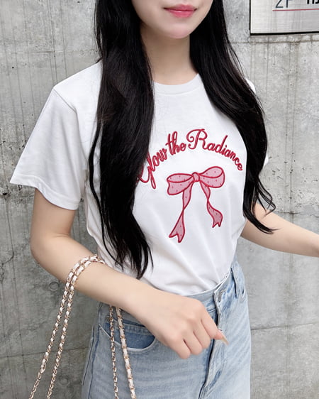 INGNI（イング） リボンロゴTシャツ ｵﾌﾎﾜｲﾄ/ｱｶ