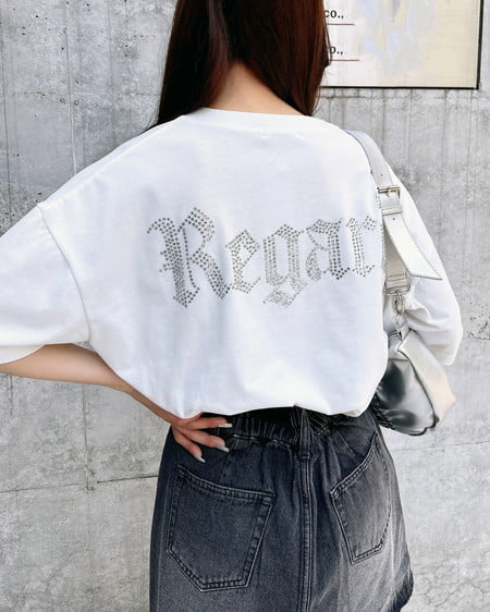 INGNI（イング） BackラインストーンロゴチュニックTシャツ ｵﾌﾎﾜｲﾄ