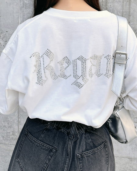 INGNI（イング） BackラインストーンロゴチュニックTシャツ ｵﾌﾎﾜｲﾄ