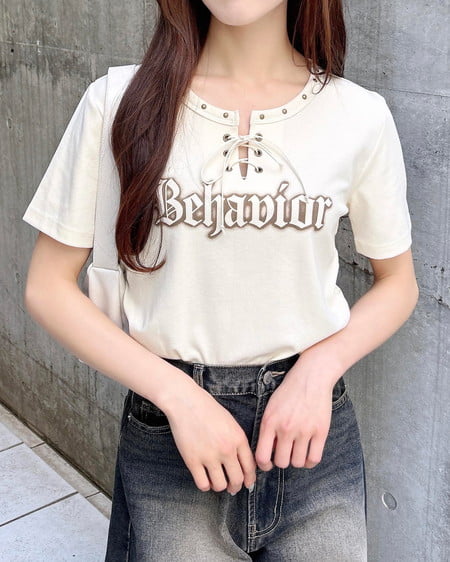 INGNI（イング） レースUPロゴTシャツ ｱｲﾎﾞﾘｰ