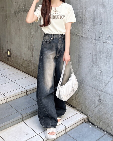 INGNI（イング） レースUPロゴTシャツ ｱｲﾎﾞﾘｰ