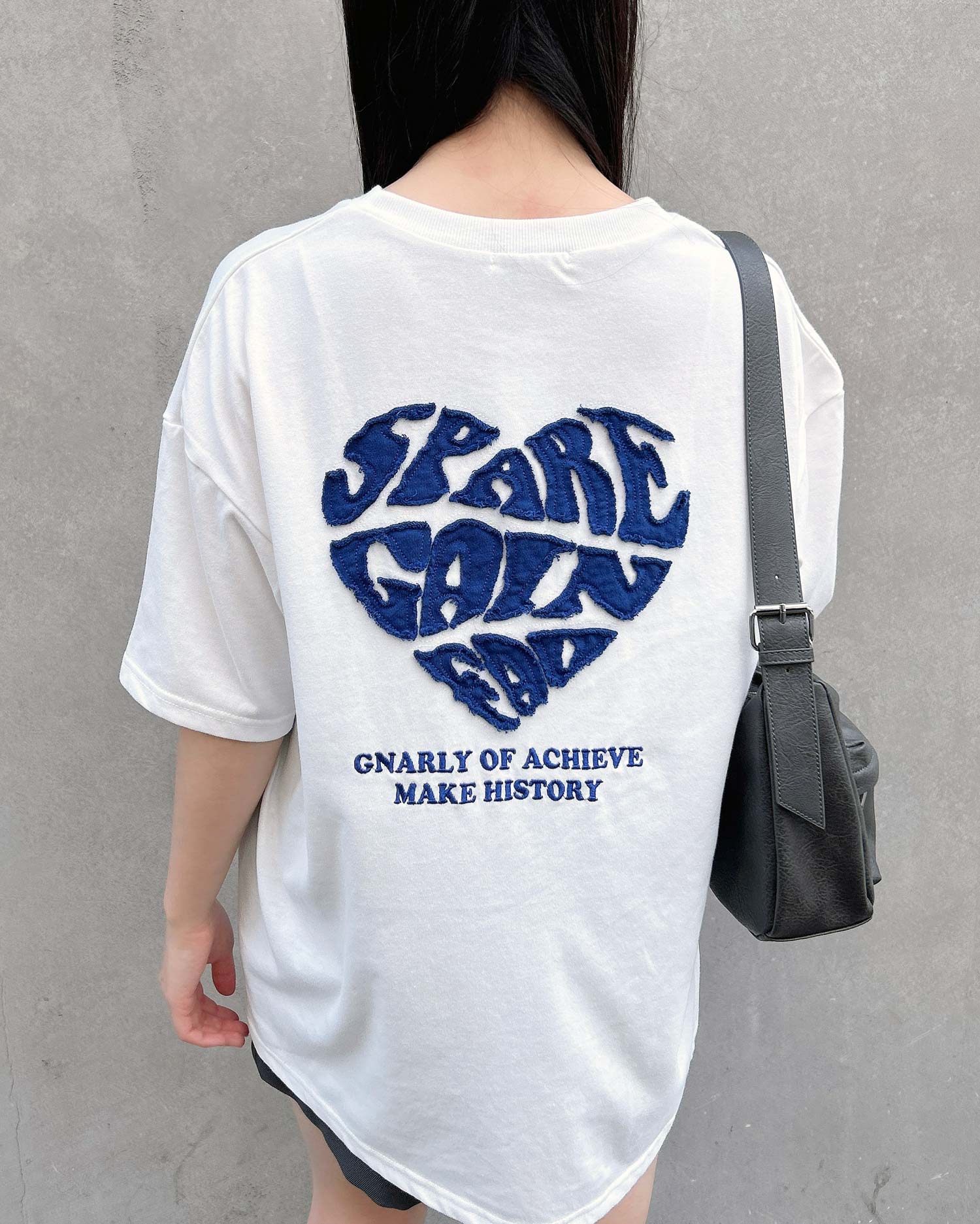 Backハート貼付チュニックTシャツ