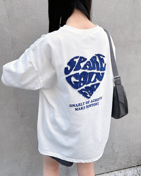 INGNI（イング） Backハート貼付チュニックTシャツ ｵﾌﾎﾜｲﾄ/ﾌﾞﾙｰ
