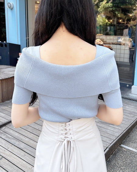 INGNI（イング） オフショル半袖ニット ﾌﾞﾙｰ