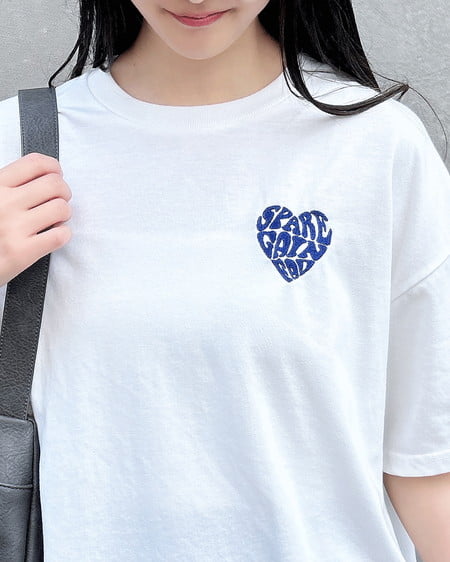 INGNI（イング） Backハート貼付チュニックTシャツ／Ａ ｵﾌﾎﾜｲﾄ/ﾌﾞﾙｰ