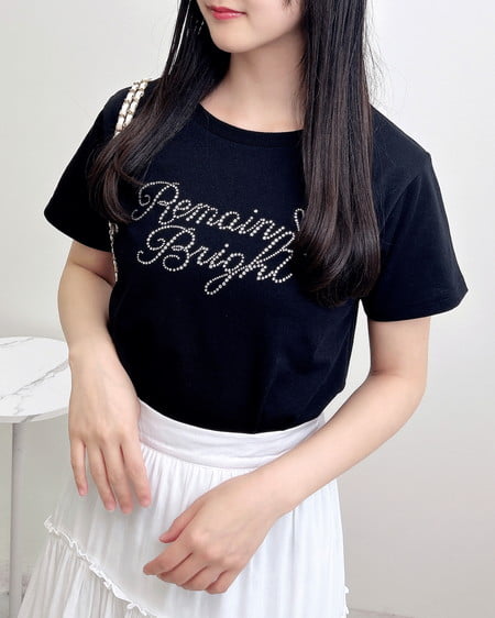 ラインストーンロゴTシャツ