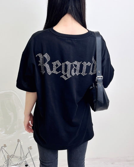 INGNI(イング) BackラインストーンロゴチュニックTシャツ ｸﾛ