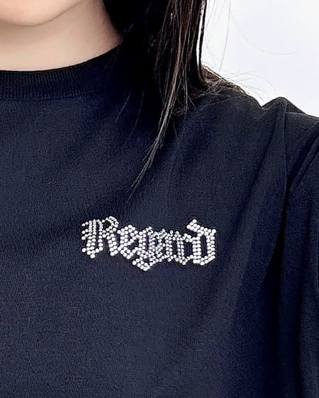 INGNI（イング） BackラインストーンロゴチュニックTシャツ ｸﾛ