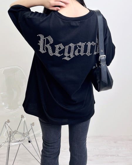 INGNI（イング） BackラインストーンロゴチュニックTシャツ ｸﾛ