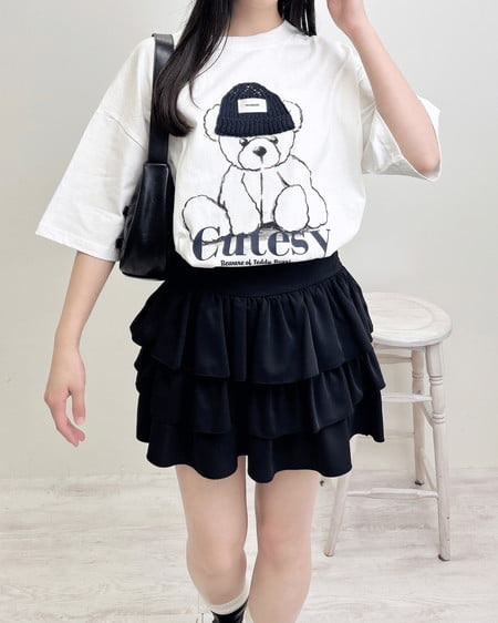 INGNI（イング） BearモチーフTシャツ ｵﾌﾎﾜｲﾄ