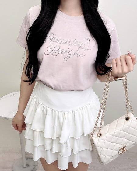 INGNI（イング） ラインストーンロゴTシャツ ﾗｲﾄﾋﾟﾝｸ