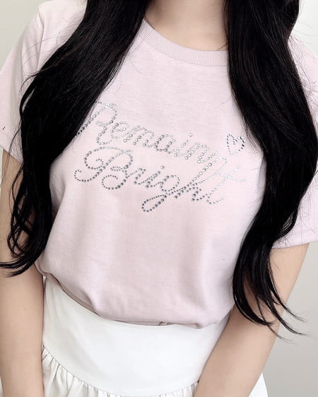 INGNI（イング） ラインストーンロゴTシャツ ﾗｲﾄﾋﾟﾝｸ