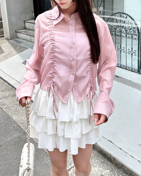 INGNI（イング） フロントドロストシアークロップドシャツ ﾋﾟﾝｸ