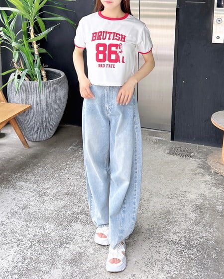 INGNI（イング） ナンバリングリンガーTシャツ ｵﾌﾎﾜｲﾄ/ｱｶ