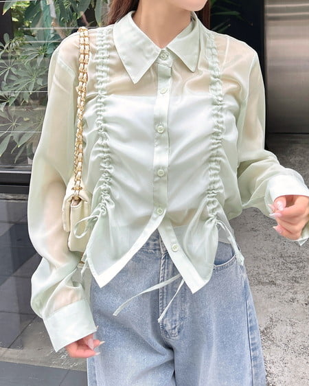 フロントドロストシアークロップドシャツ