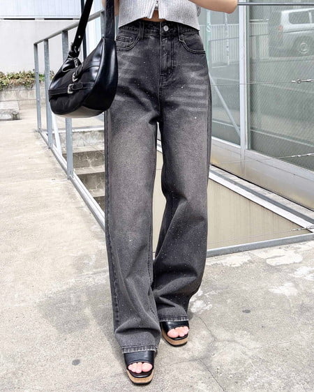 オーロララインストーン付デニムパンツ