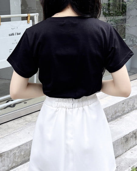 INGNI（イング） リボン付ねこTシャツ ｸﾛ