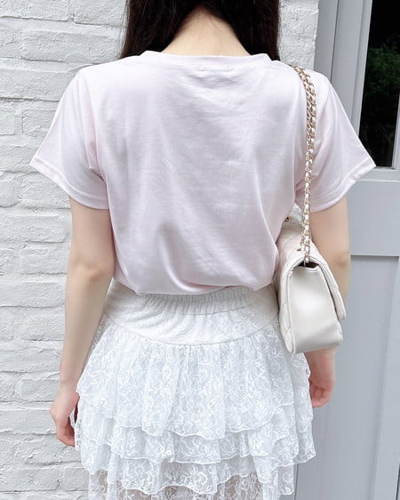 INGNI（イング） リボン付ねこTシャツ ﾗｲﾄﾋﾟﾝｸ