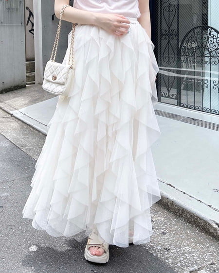 チュールフリルスカート