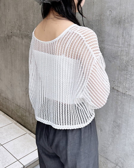 INGNI（イング） フロントリボンメッシュカットカーディガン ｵﾌﾎﾜｲﾄ