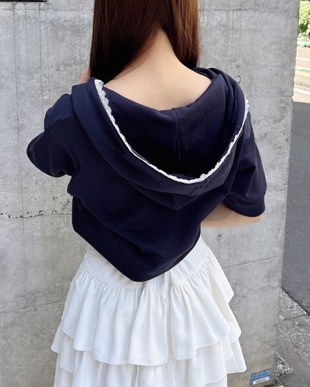 INGNI（イング） レース付ミニスウェットZIPパーカー(セットアップ対応) ｺﾝ