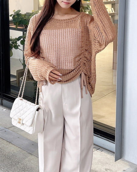 INGNI（イング） メッシュドロストトップス ﾍﾞｰｼﾞｭ